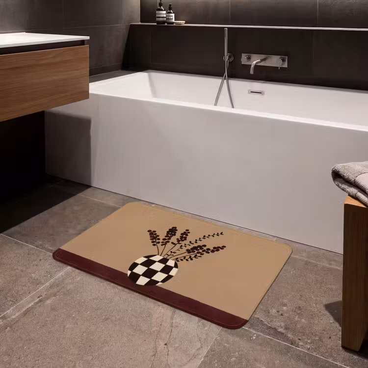 Minimalistisch - Vaas - Bloemen - Bruin Badmat middel -sfeer3