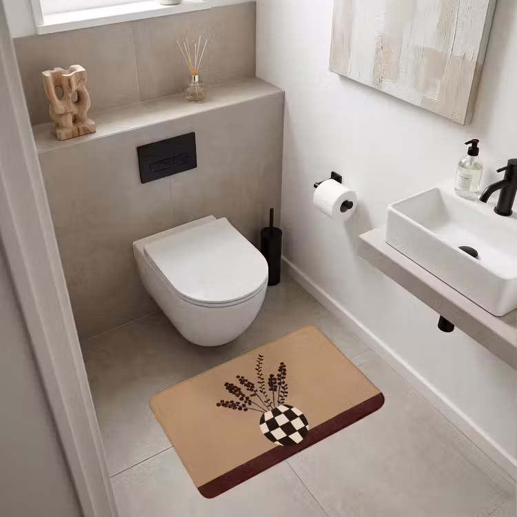 Minimalistisch - Vaas - Bloemen - Bruin Badmat middel -sfeer4