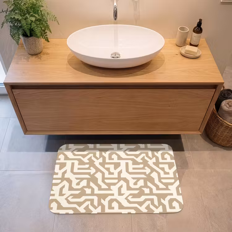 Modern - Abstract - Beige Badmat middel 997 -sfeer1