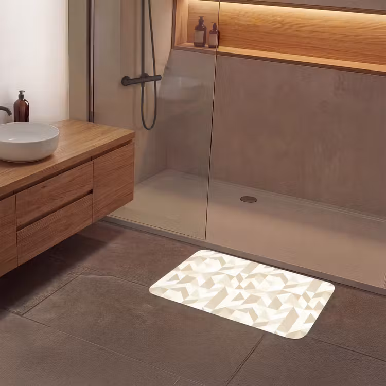 Modern - Abstract - Beige Badmat middel 997 -sfeer2