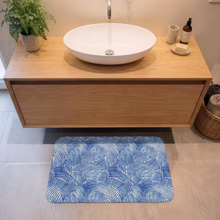 Modern - Abstract - Blauw Badmat middel 997 -sfeer1