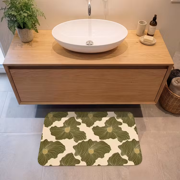 Modern - Abstract - Groen Badmat middel 997 -sfeer1