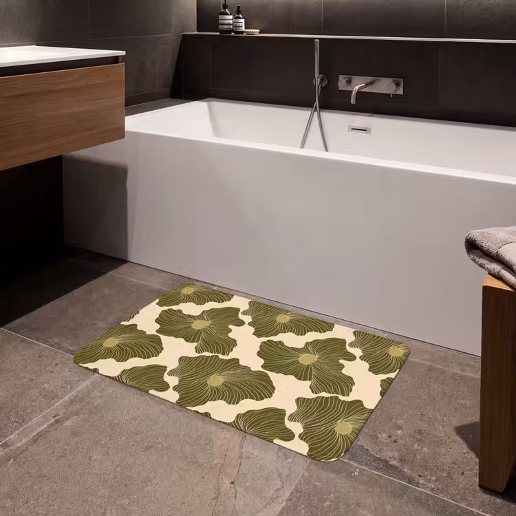 Modern - Abstract - Groen Badmat middel 997 -sfeer3