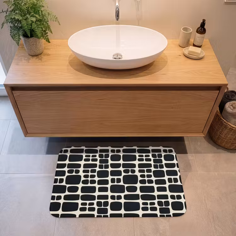 Modern - Organisch - Zwart Badmat middel 997 -sfeer1