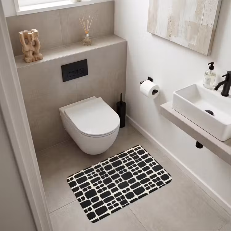 Modern - Organisch - Zwart Badmat middel 997 -sfeer4