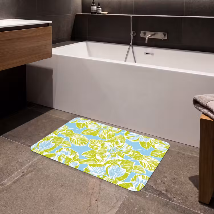Modern - Bloemen - Groen Badmat middel 997 -sfeer3