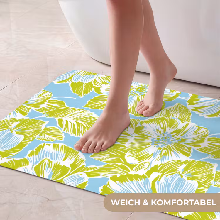 Modern - Bloemen - Groen Badmat middel 997 -USP_ZachtDE