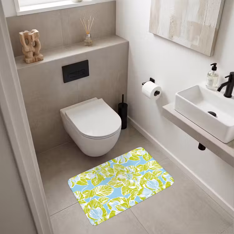 Modern - Bloemen - Groen Badmat middel 997 -sfeer4