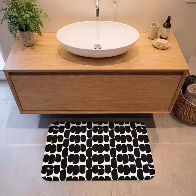 Modern - Patroon - Zwart Badmat middel 997 -sfeer1