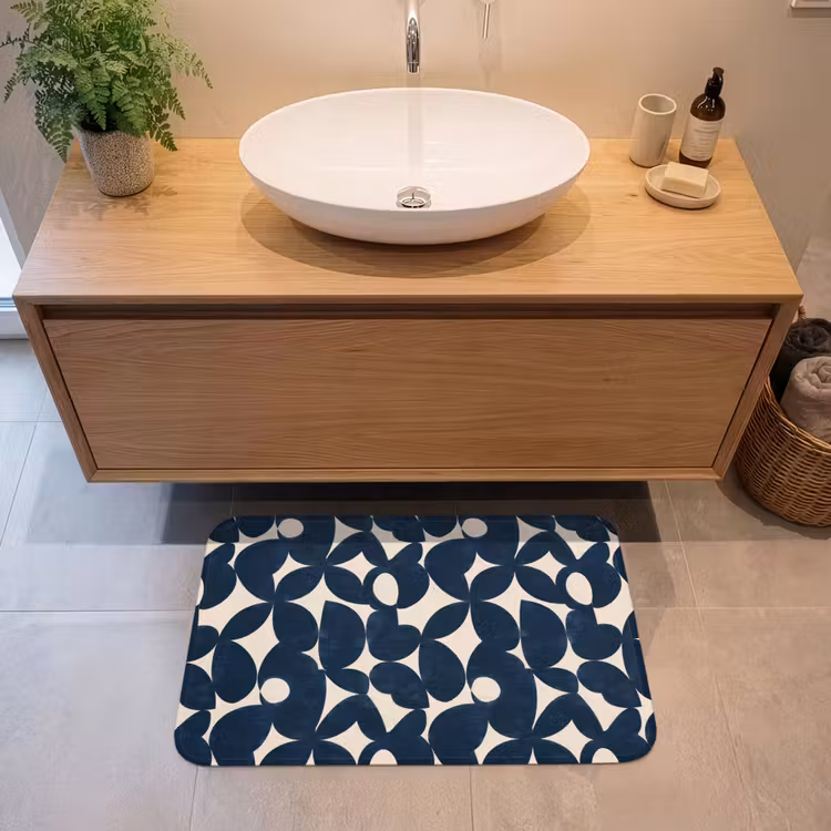 Modern - Geometrisch - Blauw Badmat middel 997 -sfeer1
