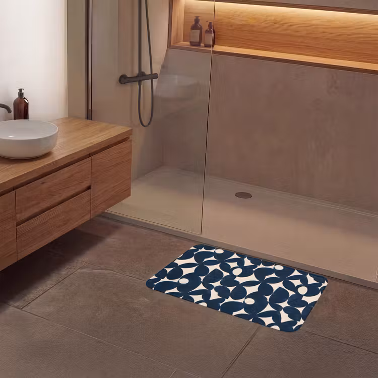 Modern - Geometrisch - Blauw Badmat middel 997 -sfeer2