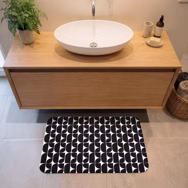 Modern - Geometrisch - Zwart Badmat middel 997 -sfeer1