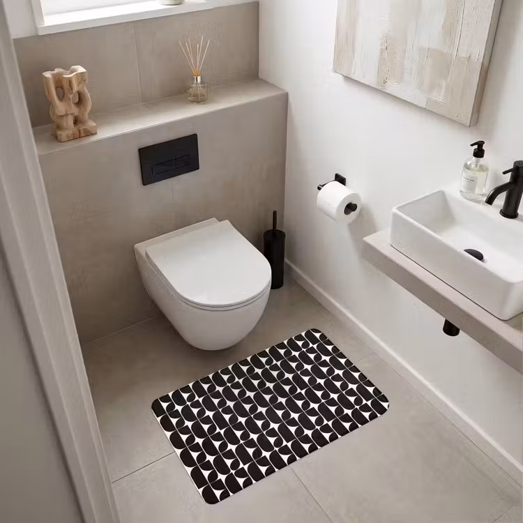 Modern - Geometrisch - Zwart Badmat middel 997 -sfeer4