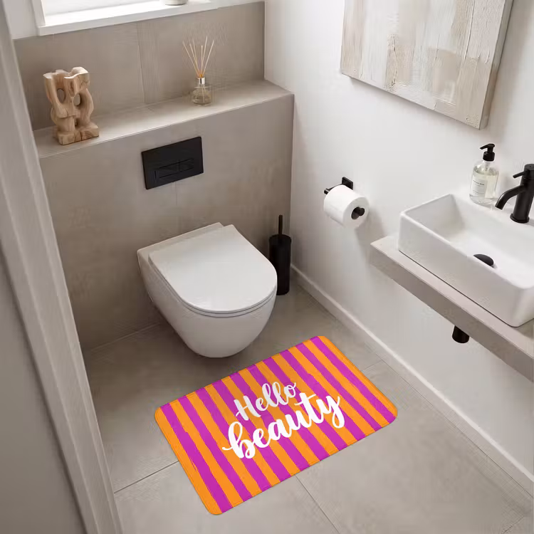 Modern - Hello - Oranje Badmat middel -sfeer4