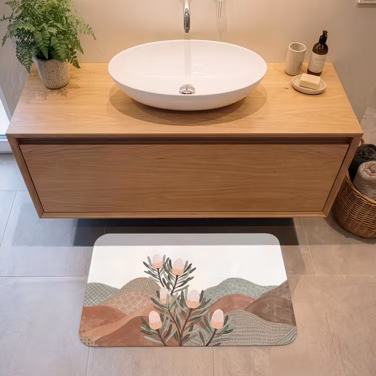 Modern - Heuvels - Terracotta Badmat middel -sfeer1