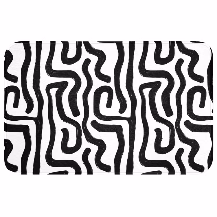 Modern - Lijnen - Zwart Badmat middel 997 -3d