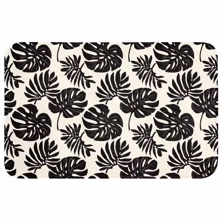 Modern - Monstera - Zwart Badmat middel 997 -3d