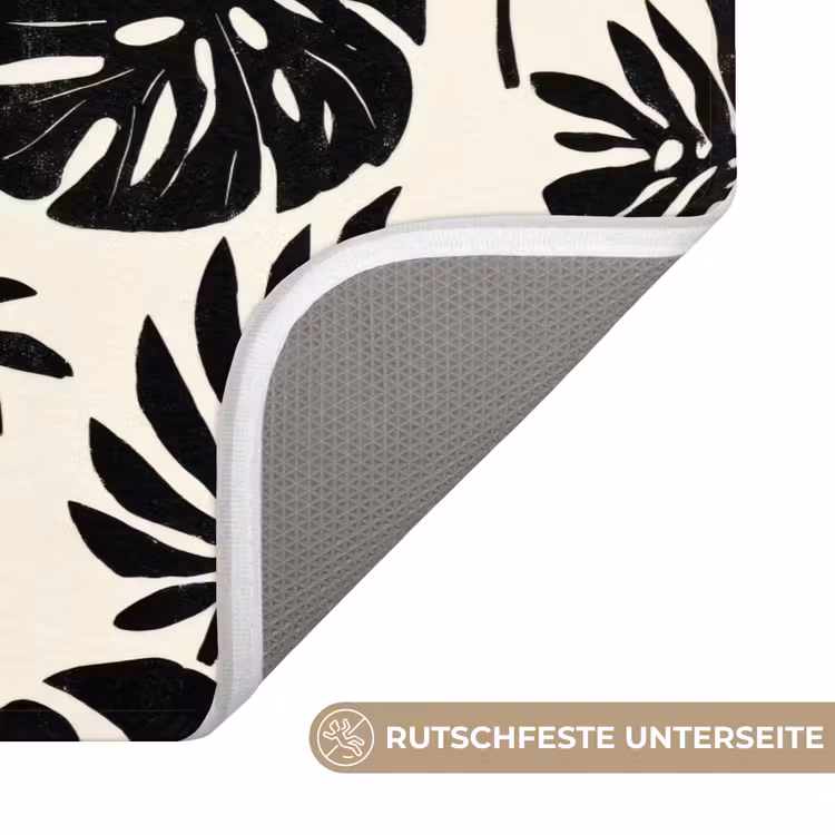 Modern - Monstera - Zwart Badmat middel 997 -USP_AntislipDE