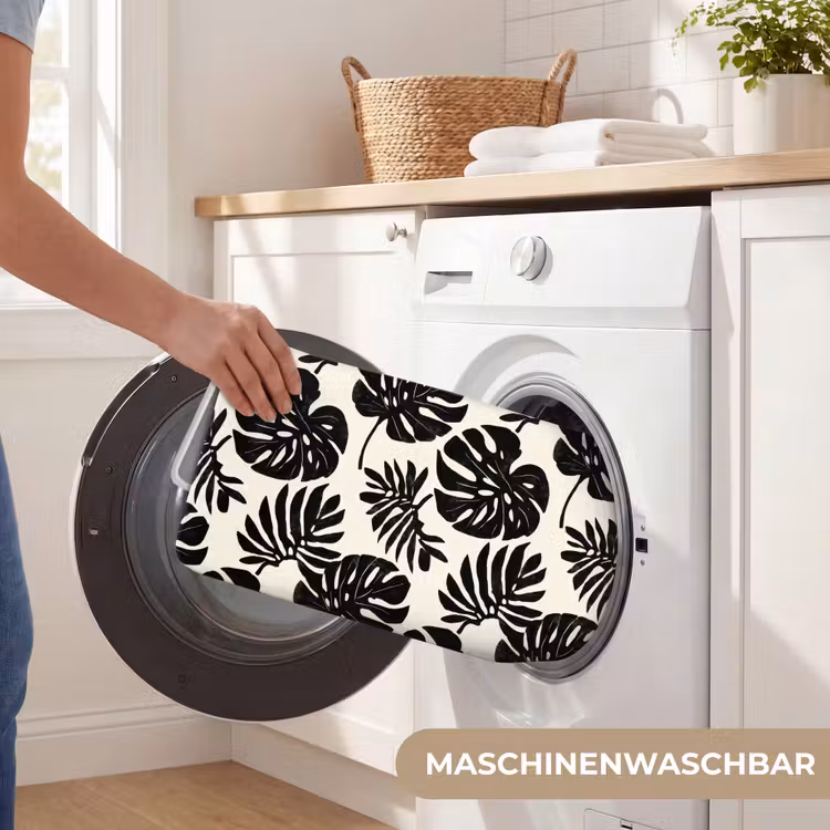 Modern - Monstera - Zwart Badmat middel 997 -USP_WasbaarDE