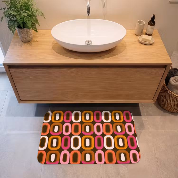 Modern - Retro - Kleurrijk Badmat middel 997 -sfeer1