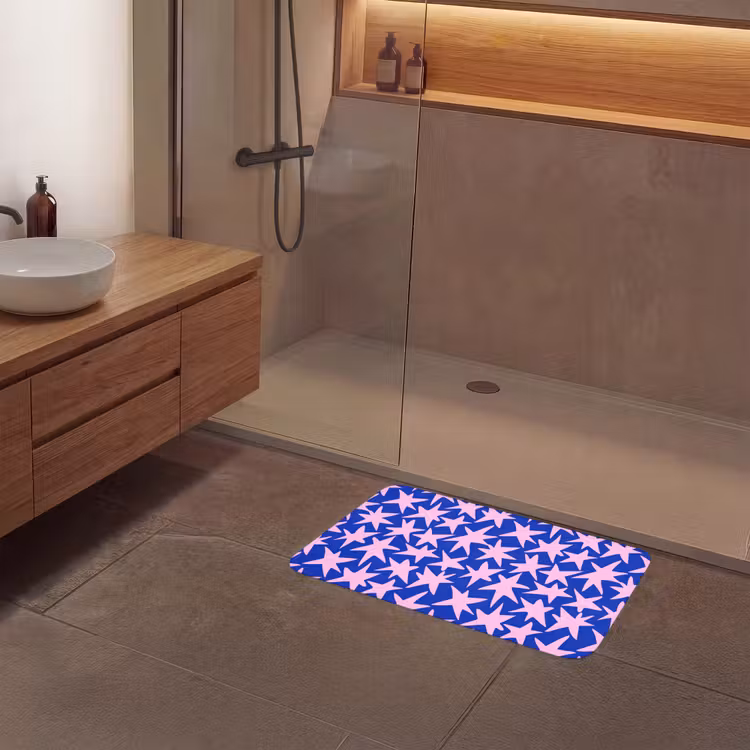 Modern - Sterren - Blauw Badmat middel 997 -sfeer2