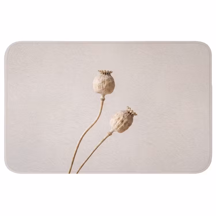 Papaverbollen - Droogbloemen - Minimalistisch - Beige - Rustig Badmat middel -3d