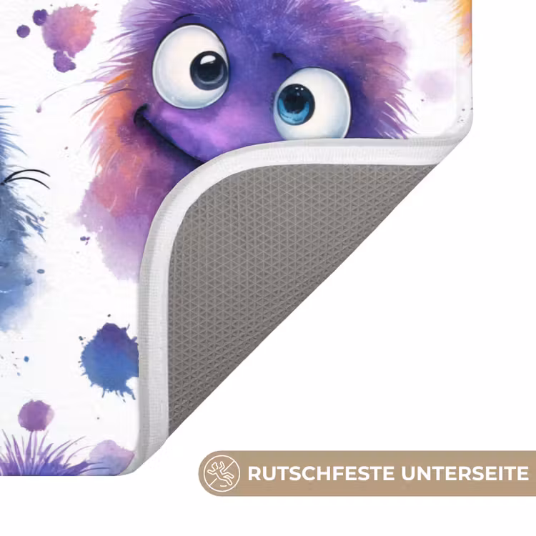 Monstertjes - Aquarel - Kleurrijk Badmat middel 997 -USP_AntislipDE