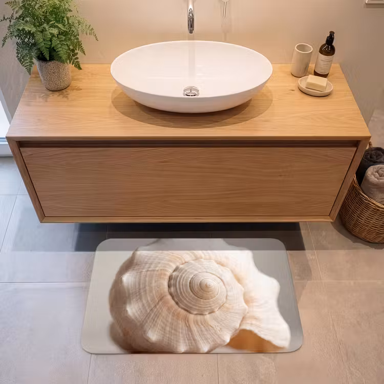 Schelp - Detail - Beige Badmat middel -sfeer1