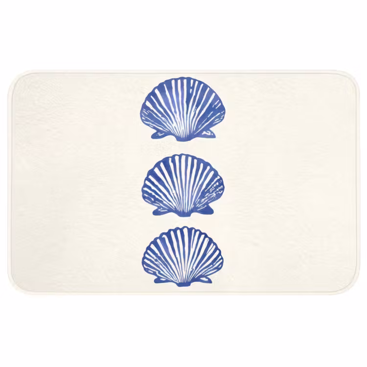 Schelpen - Blauw - Patroon Badmat middel -3d