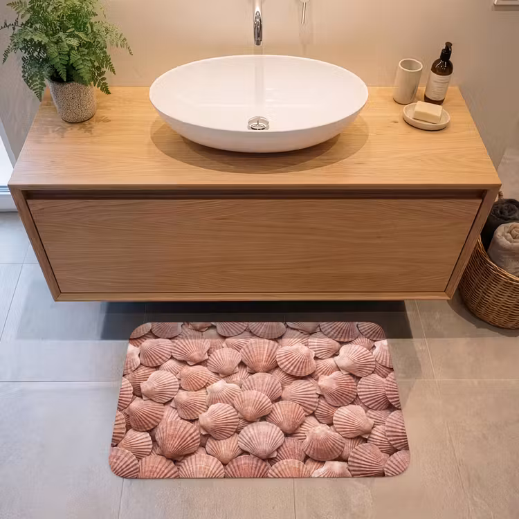 Schelpen - Patroon - Roze Badmat middel -sfeer1