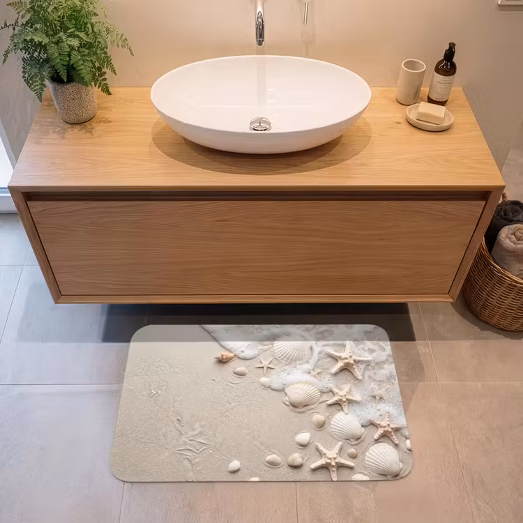 Schelpen - Zeesterren - Strand Badmat middel -sfeer1