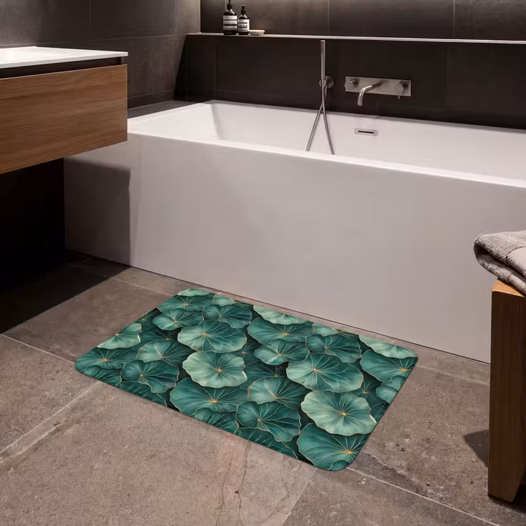Patroon - Bladeren - Groen Badmat middel 997 -sfeer3