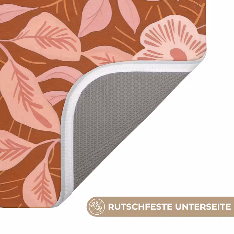 Patroon - Bladeren - Terracotta Badmat middel 997 -USP_AntislipDE