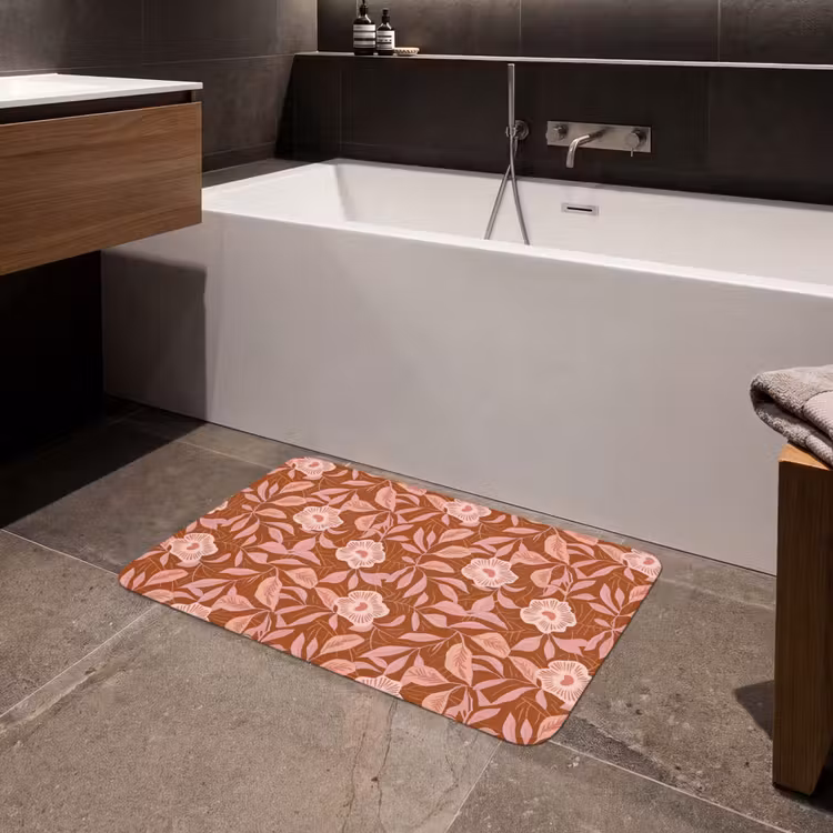 Patroon - Bladeren - Terracotta Badmat middel 997 -sfeer3
