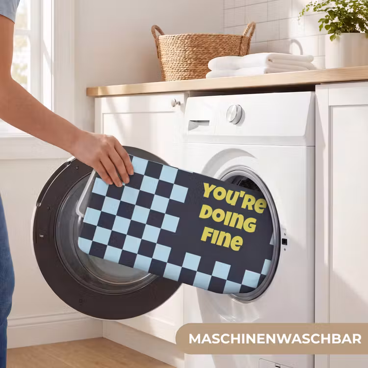 Patroon - Geblok - Blauw - Slow down you're doing fine Badmat middel -USP_WasbaarDE