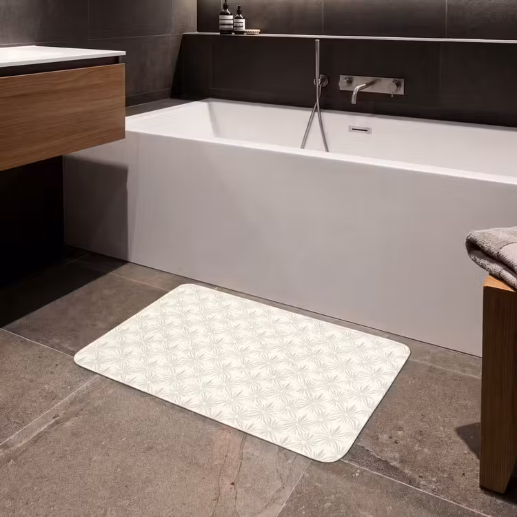 Patroon - Bloemen - Beige Badmat middel 997 -sfeer3