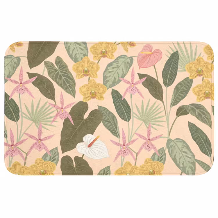Patroon - Bloemen - Kleurrijk Badmat middel -3d