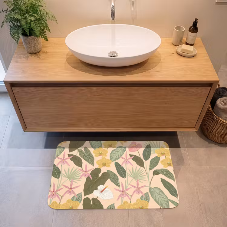 Patroon - Bloemen - Kleurrijk Badmat middel -sfeer1