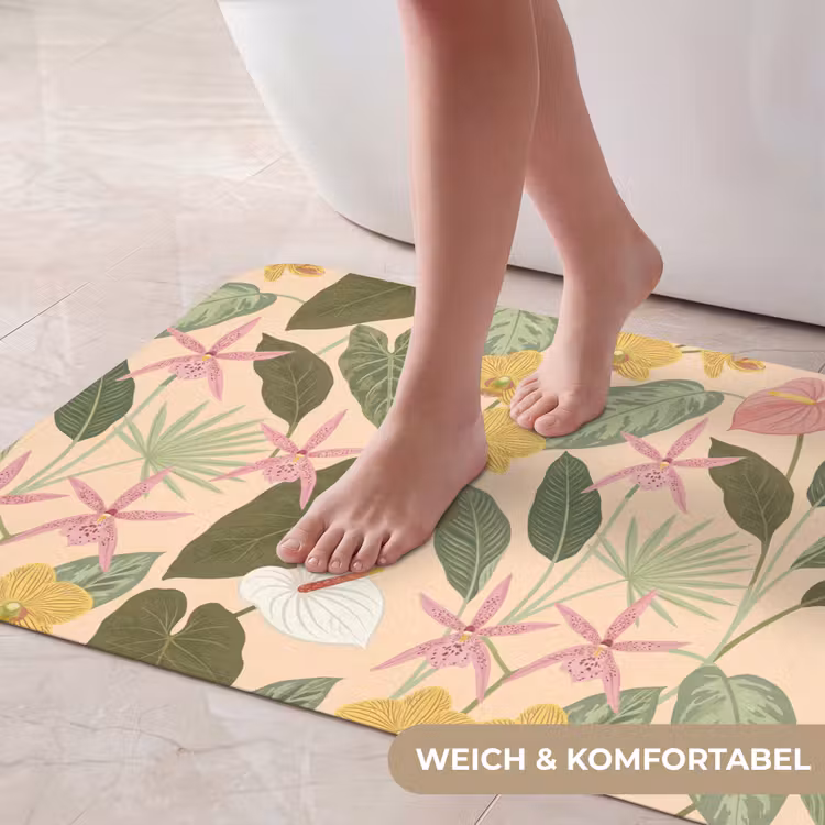 Patroon - Bloemen - Kleurrijk Badmat middel -USP_ZachtDE