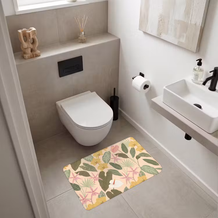 Patroon - Bloemen - Kleurrijk Badmat middel -sfeer4