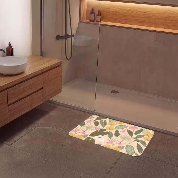 Patroon - Bloemen - Kleurrijk Badmat middel -sfeer2