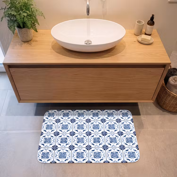 Patroon - Tegel - Blauw Badmat middel 997 -sfeer1