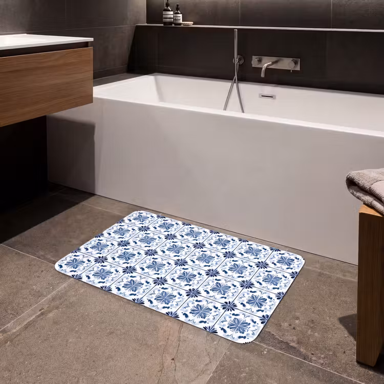 Patroon - Tegel - Blauw Badmat middel 997 -sfeer3