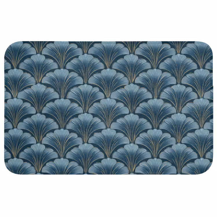 Patroon - Ginkgoblad - Blauw Badmat middel 997 -3d