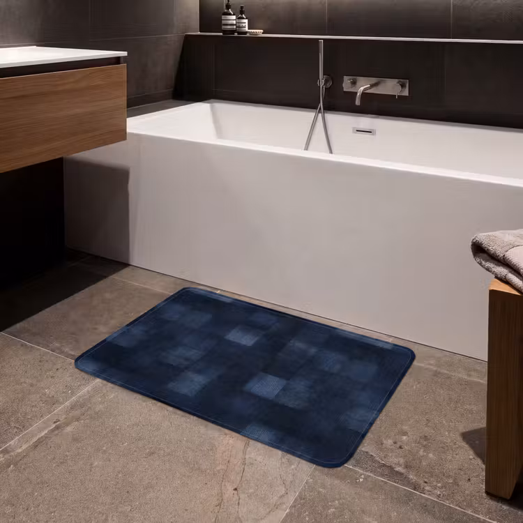 Patroon - Ruit - Marineblauw Badmat middel 997 -sfeer3