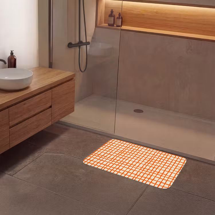 Patroon - Lijnen - Oranje Badmat middel 997 -sfeer2
