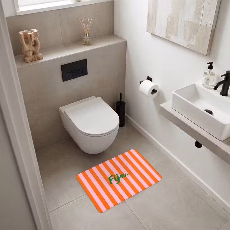 Patroon - Oranje - Fijn - Strepen Badmat klein -sfeer4