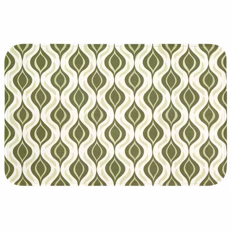 Patroon - Retro - Groen Badmat middel 997 -3d