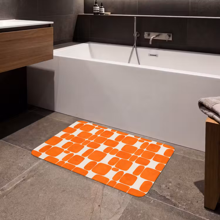 Patroon - Retro - Oranje Badmat middel 997 -sfeer3