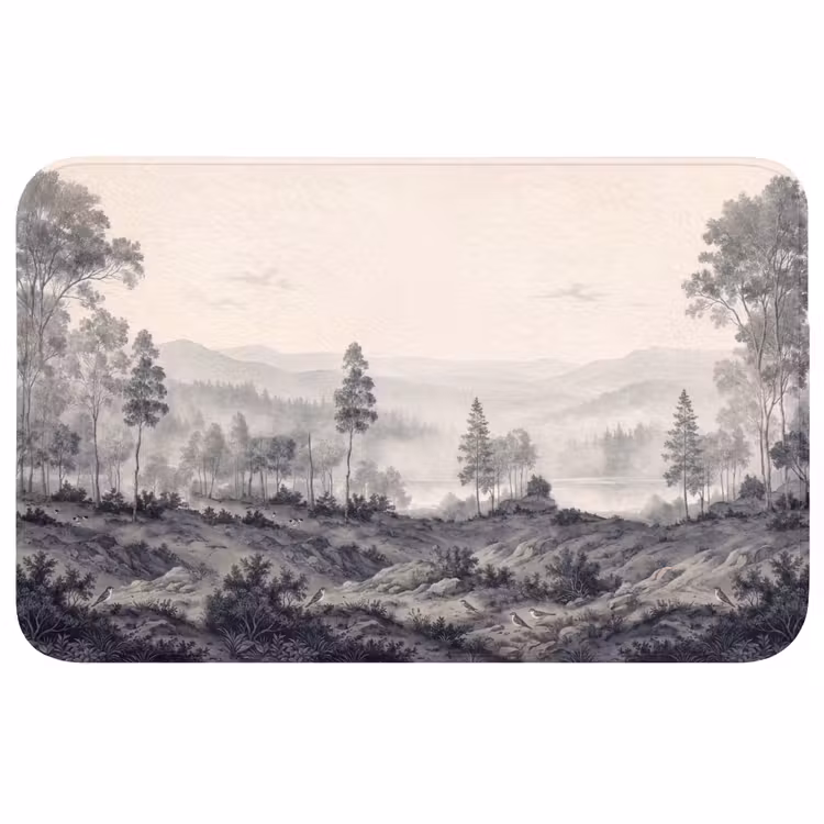 Mistig - Berglandschap - Illustratie Badmat middel -3d